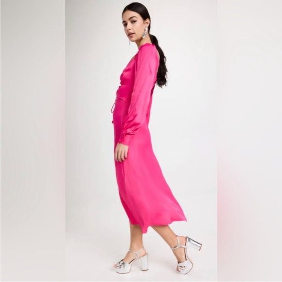 NWT FARM Rio Pink Cutout Midi Dress Small - Picture 3 of 5